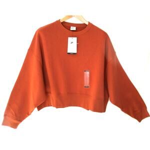 NIKE Women's Sz S Loose Fit Oversized Cropped Sweatshirt Rust NWT